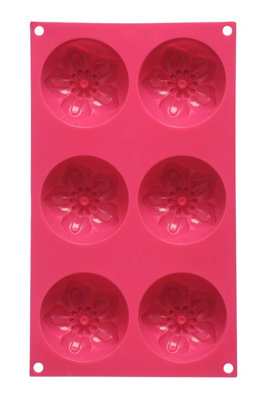 Orsina Silicone 6 Sunflower Hot Pink Cake MouldFlexible Non-Stick Silicone TrayHeat Resistant Up To 230Degrees, from B&Q