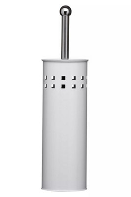 Orsina White Square Design Toilet Brush Stainless Steel Lavatory Brush With Grip HandleLoo Brush With Round Lid from B&Q