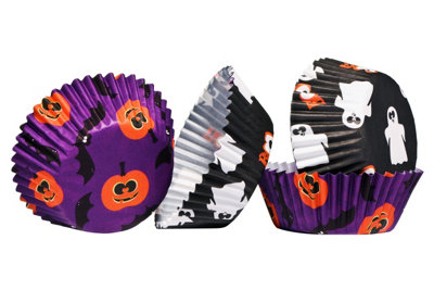 Orsina Halloween Paper Cupcake CasesSpooky Design 60 Muffin Cups With BatsGhostsPumpkinsIdeal For Baking from B&Q