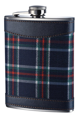 Orsina Blue Tartan Hip Flask6Oz Stainless Steel Flask With Traditional Green Tartan WrapSecure Screw Cap from B&Q