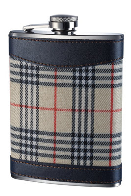 Orsina Cream Tartan Hip Flask6Oz Stainless Steel Flask With Traditional Green Tartan WrapSecure Screw Cap from B&Q