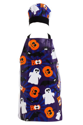 Orsina Halloween Childrens Spooky Chef SetFun Cotton ApronGloveAnd Hat With Ghost Pumpkin Print from B&Q