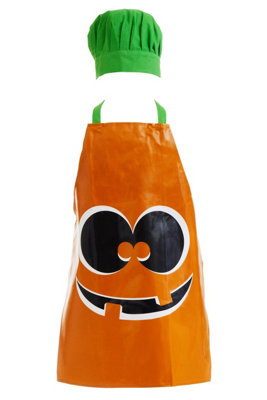 Orsina Halloween Childrens Pumpkin Chef SetCute Cotton ApronGloveAnd Hat With Pumpkin Design from B&Q