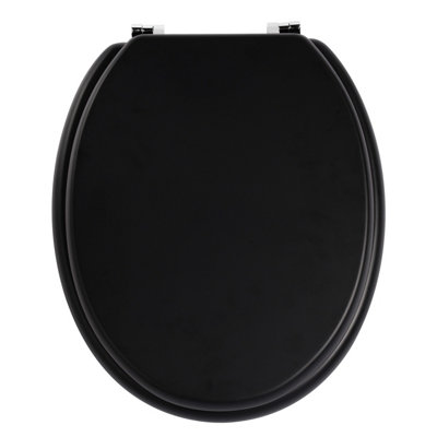 Orsina Oval Shape Matte Black Toilet SeatSoft Close Toilet Lid With Zinc FixingsModern Wc Seat For Bathroom from B&Q