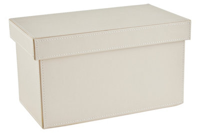 Orsina Elegant Cream Faux Leather Cd Storage BoxVersatile Faux Leather BoxLightweight Cd Storage Container from B&Q