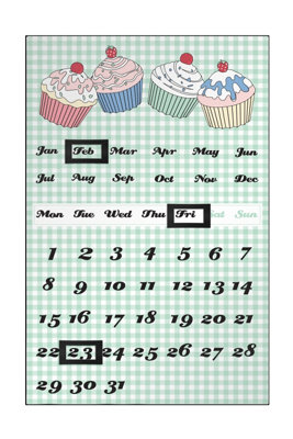 Orsina Green Cupcake Magnetic CalendarCupcake Illustration With Magnetic Date TilesReusable Wall Calendar from B&Q