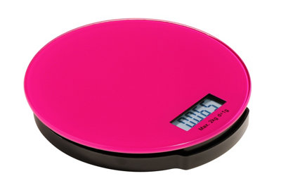 Orsina Compact Hot Pink Glass Kitchen Scale2KgElecronic Style Kitchen ScaleEasy To Read Digital Baking Scale from B&Q