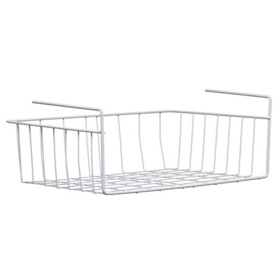 Orsina White Under Shelf Large Storage BasketSpace-Saving Metal Organizer For Kitchen Or Pantry ShelvesWire from B&Q