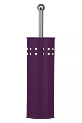 Orsina Purple Square Design Toilet Brush HolderBlack Bristle Lavatory CleanerToilet Brush Set With Metal Handle from B&Q