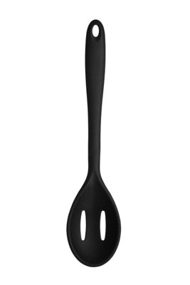 Orsina Black Silicone Slotted SpoonHeat Resistant Cooking Spoon With Hanging HolePerforated Silicone Spoon from B&Q