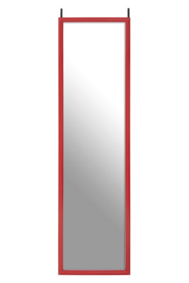 Orsina Red Plastic Frame Over Door Mirror, Durable 124X34Cm Full-Length Mirror For Bedroom Or Bathroom