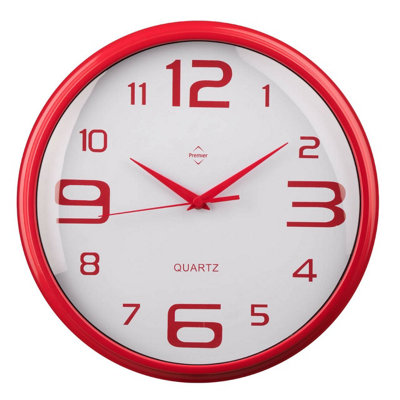 Premier Housewares Maison By Premier Plastic Face Wall Clock Red/White