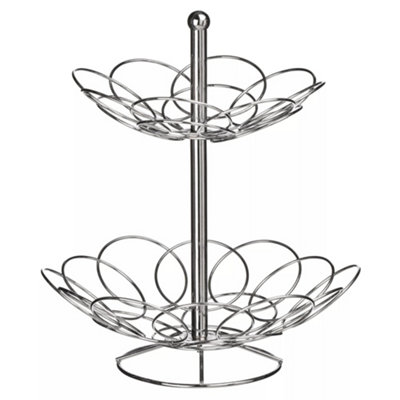 Orsina Sturdy 2 Tier Chrome Fruit BasketDual Tier Design Fruit BasketStylish Chrome Finish Best Fruit Basket from B&Q