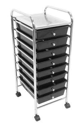 Orsina Multifunctional Black Plastic Drawers TrolleySleek Perforated Tray Chrome TrolleyMobile  Island Trolley from B&Q
