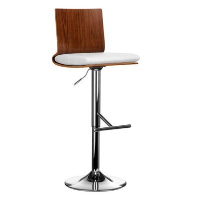 Orsina Walnut And White Bar Chair With Square Back,footrest Living Bar Chair from B&Q