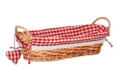 Orsina Red Gingham Lining Oblong Willow Basket from B&Q