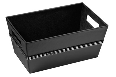 Orsina Diamante Black Faux Leather Rectangular Storage Box from B&Q