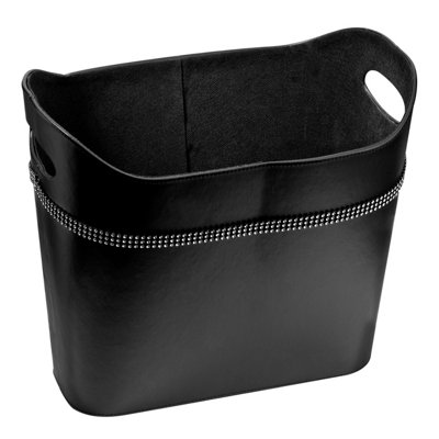 Orsina Diamante Black Faux Leather Rounded Storage Box from B&Q