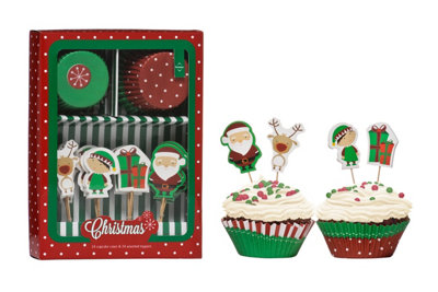 Orsina Christmas Cupcake Cases And Toppers Set from B&Q