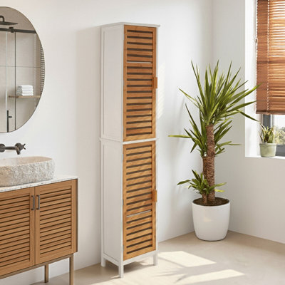 Premier Housewares Bamboo 2 Doors Tall Floor Cabinet - Image 3