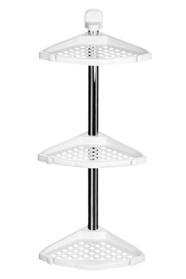 Orsina Wall Mountable Corner Shelf UnitChrome-Plated Bathroom Shelf UnitStylish White Corner Storage Rack from B&Q