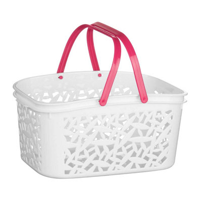 Orsina White And Hot Pink Plastic Storage Basket,multipurpose Bin For Clothes,moisture-Resistant Bin For Shelves from B&Q