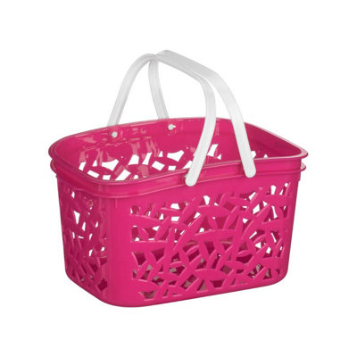 Orsina 2400Ml Hot Pink Storage Basket,plastic Bin With White Handle,portable Plastic Basket For Home & Office from B&Q