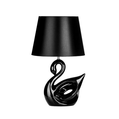 Orsina Swan Black Polyresin Table Lamp from B&Q
