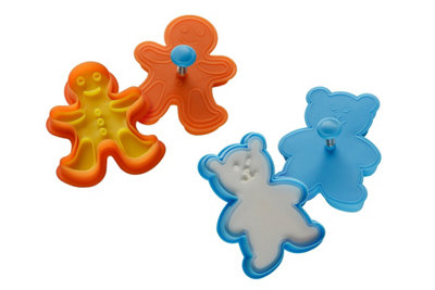 Orsina Gingerbread Man Cookie Cutters & Stamps,blue & Orange Presses For Biscuits & Cookies,fun Baking For Kids from B&Q
