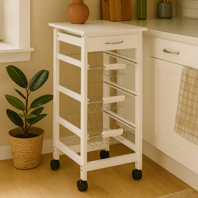 Orsina Sturdy Glenn White Veneer Finish Kitchen TrolleyCompact Build Kitchen Trolley For Entertaining Guests from B&Q