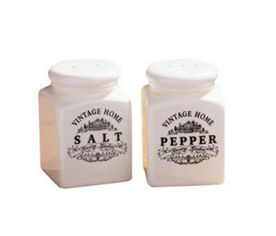 B&Q -  Vintage Home Square Cream Salt And Pepper Set