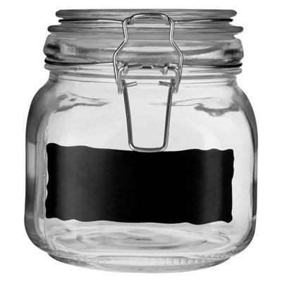 Orsina Glass Chalkboard Small Glass Storage Jar With Clip Top Lid from B&Q