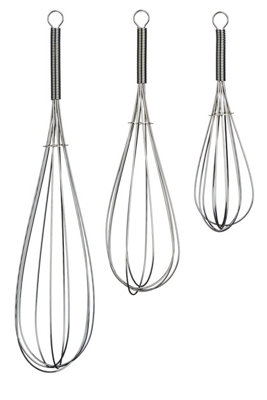 Orsina Versatile Set Of 3 Chrome Finish WhisksPremium Stainless Steel WhiskStainless Steel Baking Whisk from B&Q