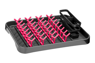 Orsina Functional Grey And Hot Pink Dish DrainerStylish Dish Drainer For KitchenPractical Design Dish Drainer from B&Q