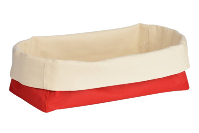 B&Q -  Red And Cream Oval Bread Basket