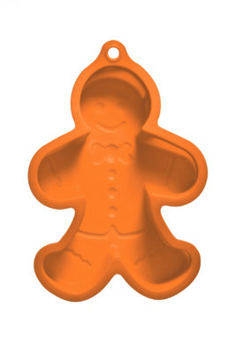 Orsina Durable Silicone Cake Mould Gingerbread Man Orange, Flexible Baking Mould, Heat Resistant Man Cake Mould