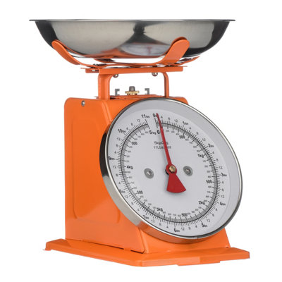 Orsina Retro Style 5Kg Orange Kitchen ScalePremium Kitchen ScaleIron Steel Constructed Analogue Baking Scale from B&Q