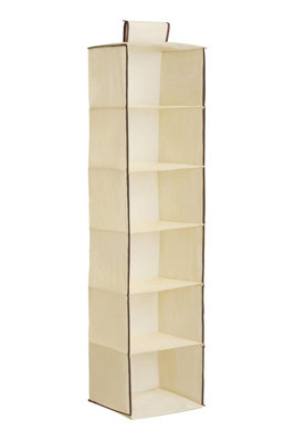 Orsina 6-Section Hanging Garment Organiser In CreamSpace-Saving Fabric Wardrobe Storage With Hook And Loop from B&Q