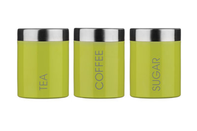 Premier Housewares Tea Coffee And Sugar Canisters Lime Green from B&Q