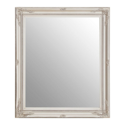 B&Q -  Classic Silver Finish Mirror,antique Wall Mirror With Floral Reliefs,regency-Inspired Mounted Mirror