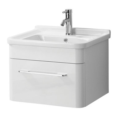 Orsina Savannah White Hi Gloss Under Basin One Drawer Cabinet from B&Q