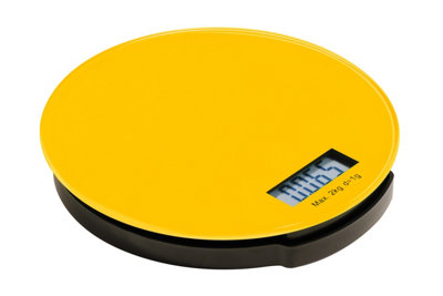 Orsina Electronic Style Yellow Glass Kitchen Scale2KgCompact Kitchen ScaleEasy To Read Digital Baking Scale from B&Q