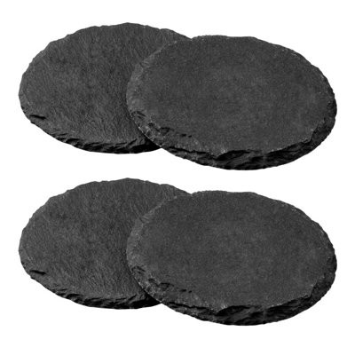Orsina Handcrafted Set Of Four Slate Round CoastersDurable Natural Slate Four CoastersVersatile Coasters from B&Q