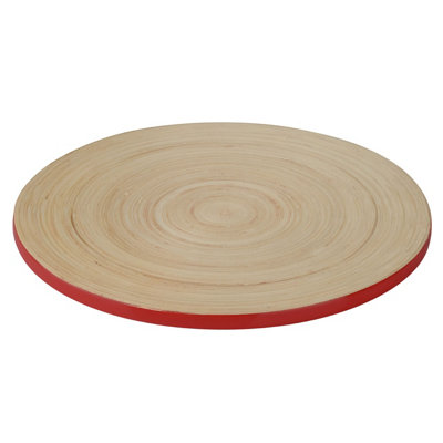 Orsina Red PlacematDurable 35Cm Round Bamboo Trivet For KitchenEco-Friendly Natural Finish from B&Q