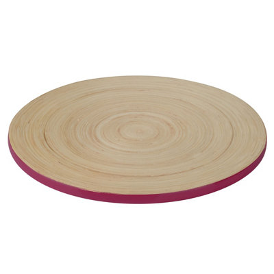 Orsina Raspberry PlacematDurable 35Cm Round Bamboo Trivet For KitchenEco-Friendly Natural Finish from B&Q
