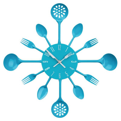 Premier Housewares Maison By Premier Cutlery Metal Wall Clock Blue