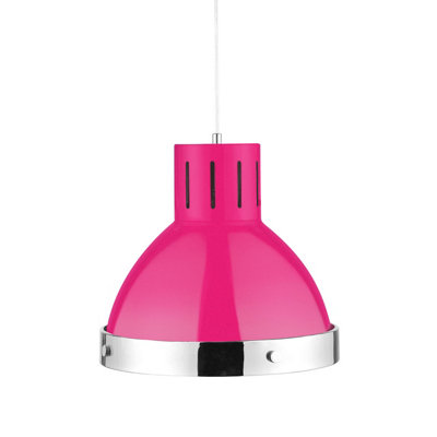 Orsina Hot Pink Finish Chrome Bell Shaped Pendant LightBright Contemporary Ceiling FixtureModern Pendant Lamp from B&Q