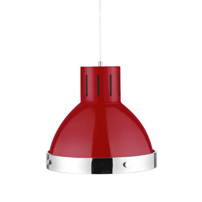 Orsina Bold Red Finish Chrome Pendant LightUnique Metal Pendant Fixture For Dining RoomModern Ceiling Light from B&Q