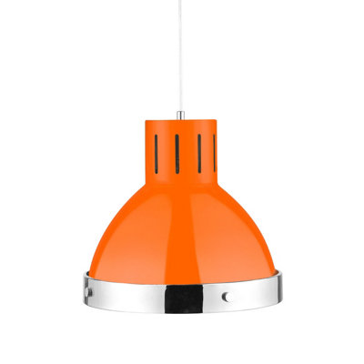 Orsina Orange Finish Chrome Pendant LightPendant LampIndustrial Hanging LightKitchen Ceiling Pendant Fixture from B&Q