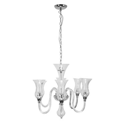 Orsina Glass And Chrome 6 Arm ChandelierElegant Glass Lighting FixtureChrome Finish ChandelierCeiling Light from B&Q